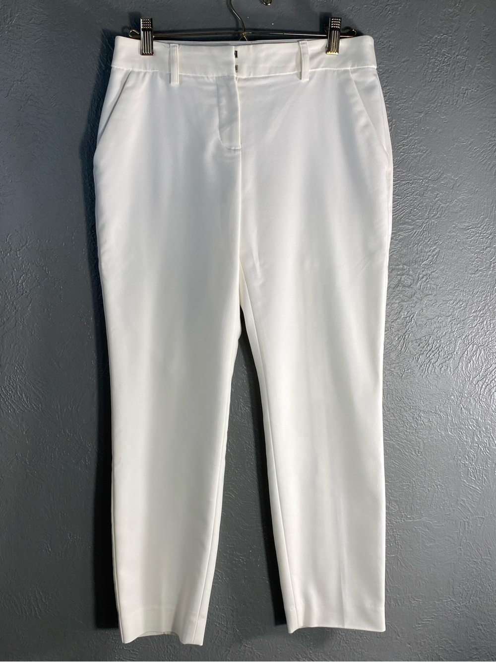 Express Columnist Pants Womens 2S White Slim Straight Stretch Career Trousers